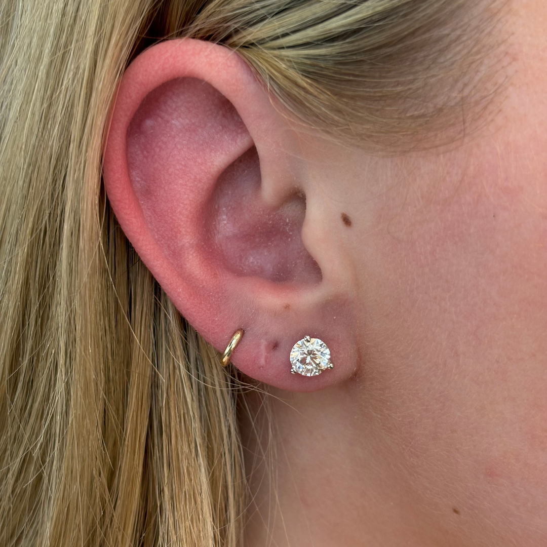 2.0ct TW 3 prong Natural Diamond Earrings A Quality