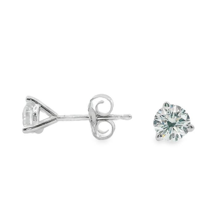 14k White Gold 4 Prong Stud .75ct Total Natural Diamond Earrings