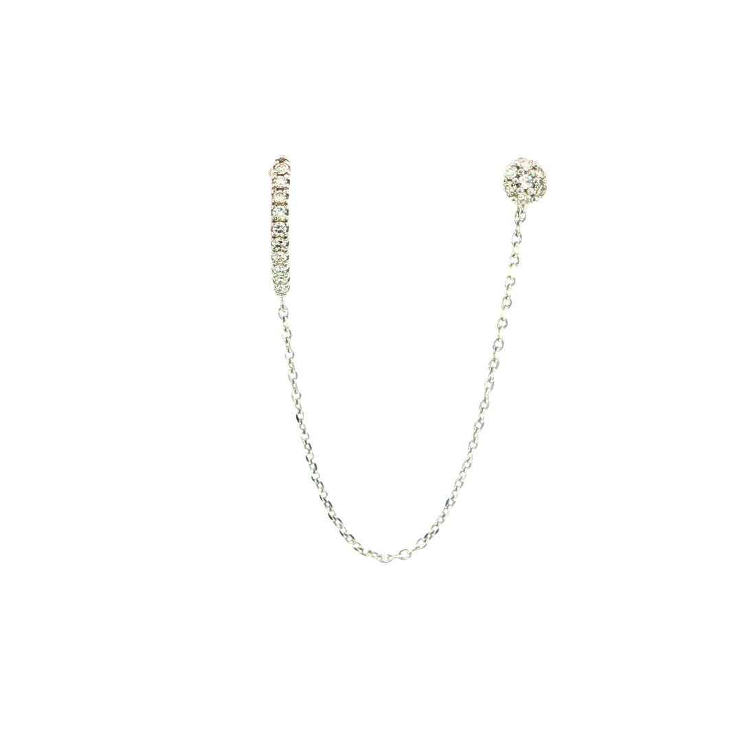 Sterling Silver Connected Stud & Hoop Contemporary .16 ct Total Natural Diamond Earrings