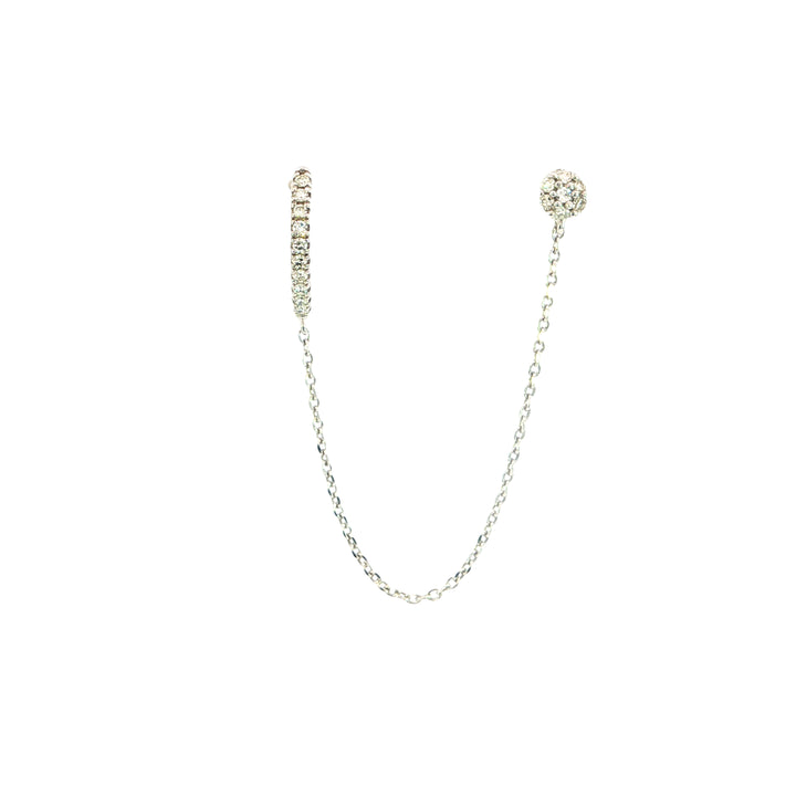 Sterling Silver Connected Stud & Hoop Contemporary .16 ct Total Natural Diamond Earrings