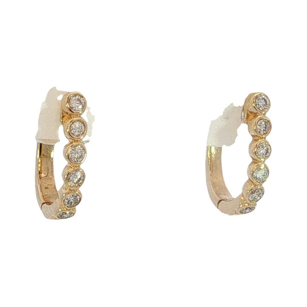 14k Yellow Gold Diamond Hoop .14ct Total Natural Diamond Earrings