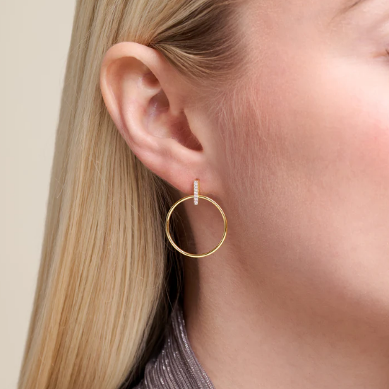 Circle Yellow Plated Yellow Gold Lab Grown Diamond Earrings