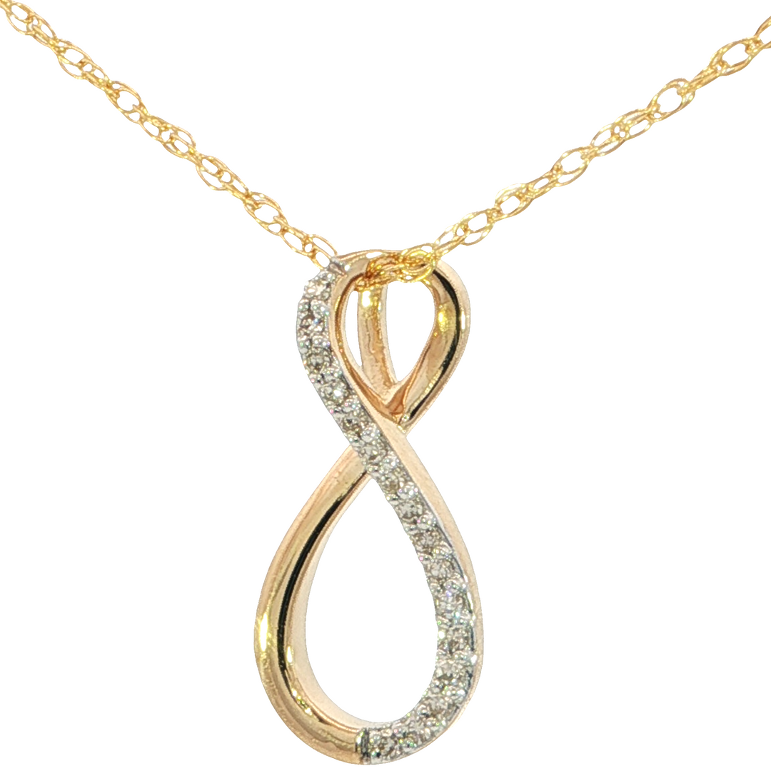 Diamond Infinity Pendant, 14k Yellow Gold