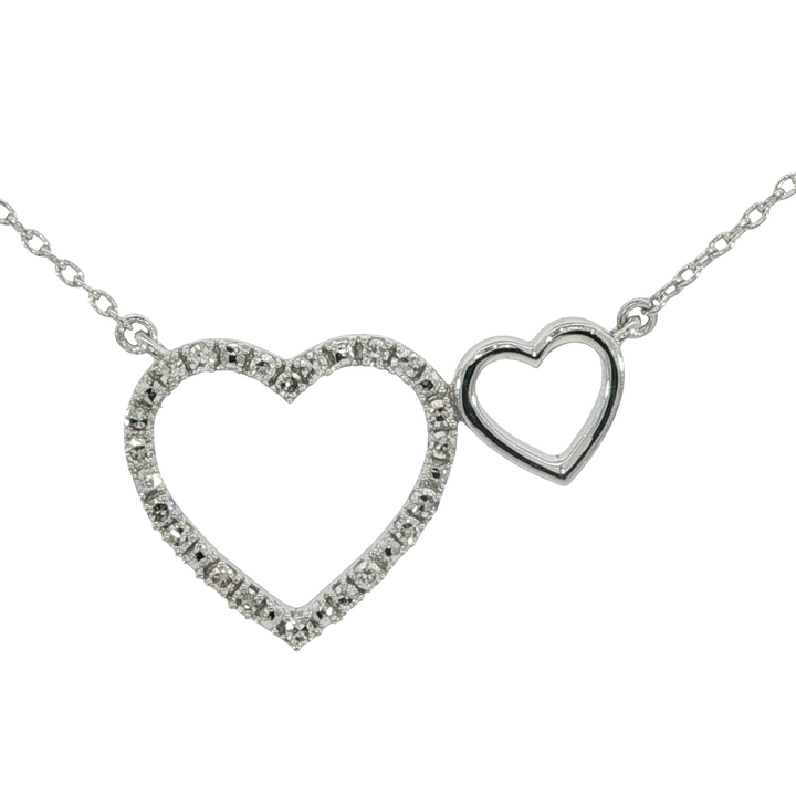 Double Heart Diamond Necklace, Sterling Silver
