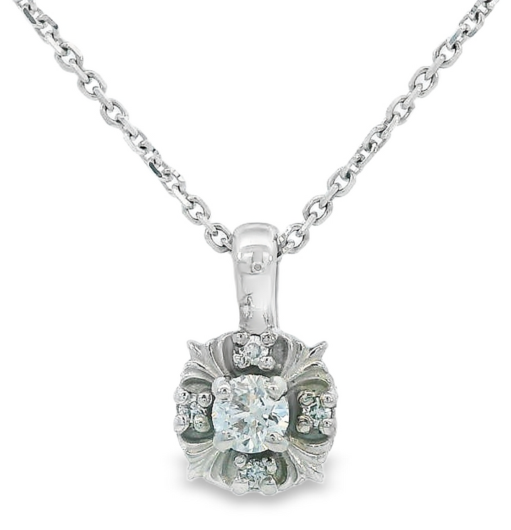 5 Count Diamond Pendant, 14k White Gold