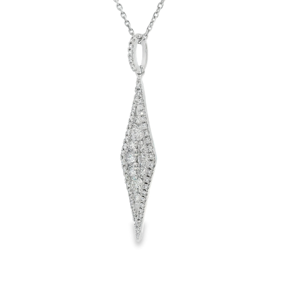 Elongated Diamond Drop Pendant, 14k White Gold