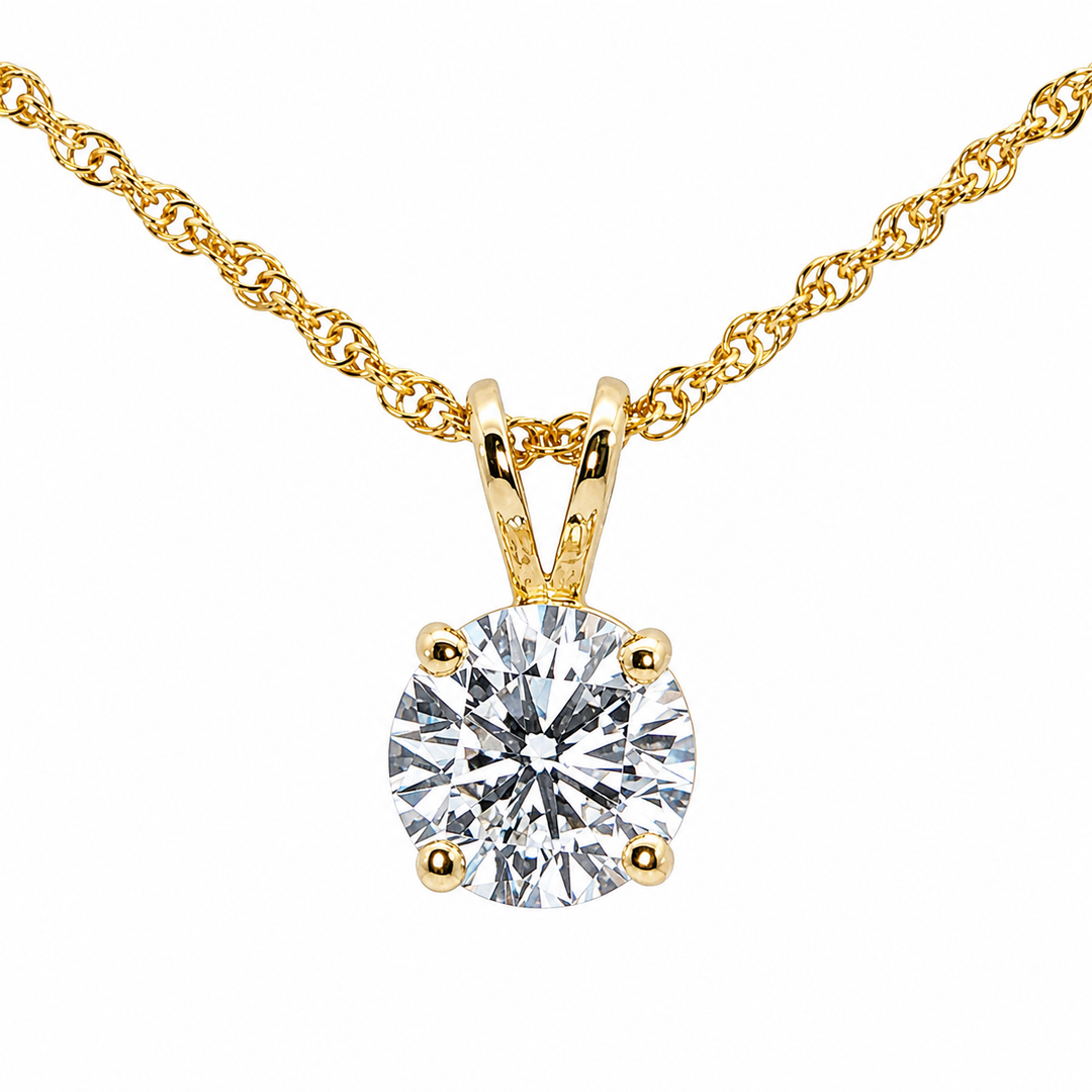 Solitaire Diamond Pendant 1.31ct. 14k Yellow Gold