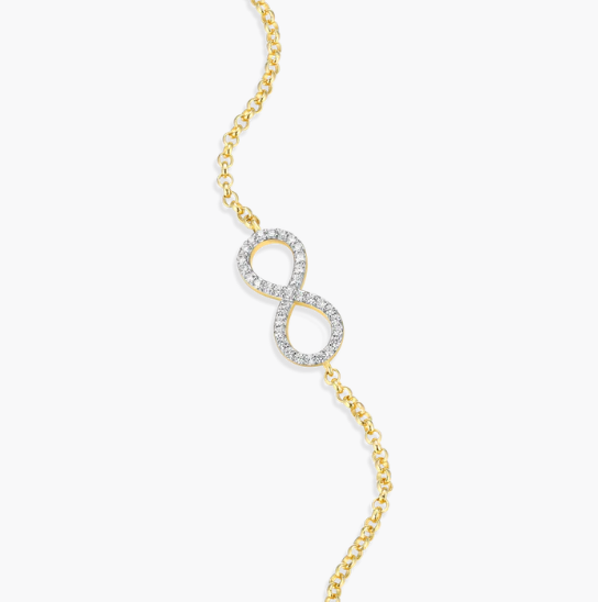 Infinity Sterling Silver Yellow Gold Plated Lab Grown Diamond Bracelet