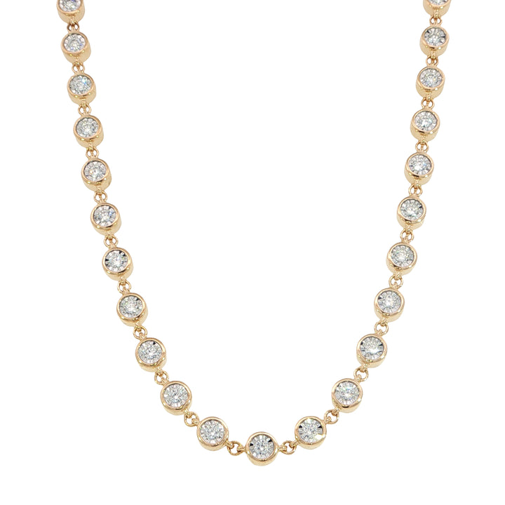 14k Yellow Gold 18 inch 3.40ct total tennis Diamond Necklace