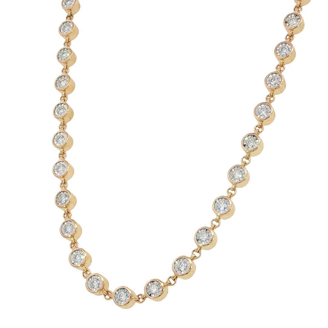 14k Yellow Gold 18 inch 3.40ct total tennis Diamond Necklace
