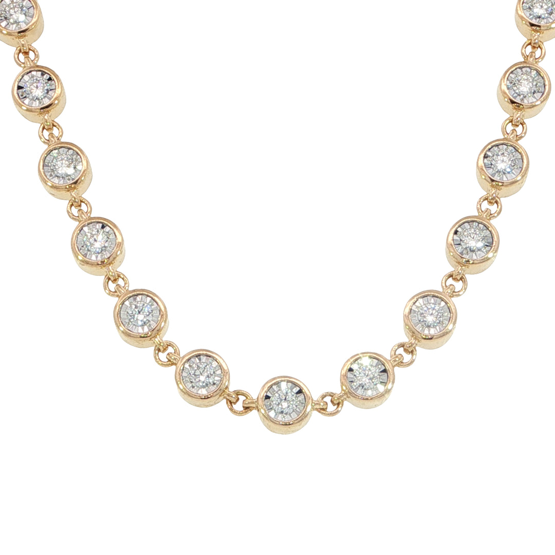 14k Yellow Gold 18 inch 3.40ct total tennis Diamond Necklace