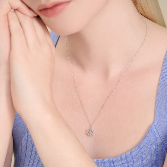 Snowflake Sterling Silver Lab Grown Diamond Pendant
