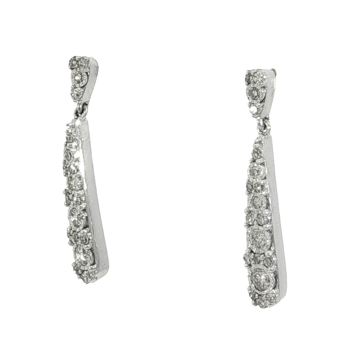 14k White Gold Teardrop Drop .27ct Total Natural Diamond Earrings