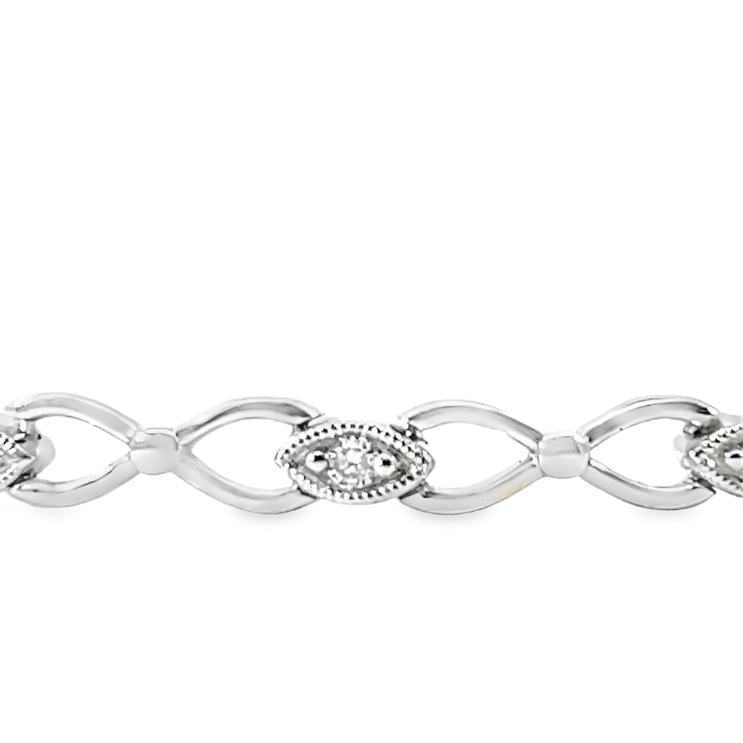 Sterling Silver Fancy Link .11ct Total Diamond Bracelet