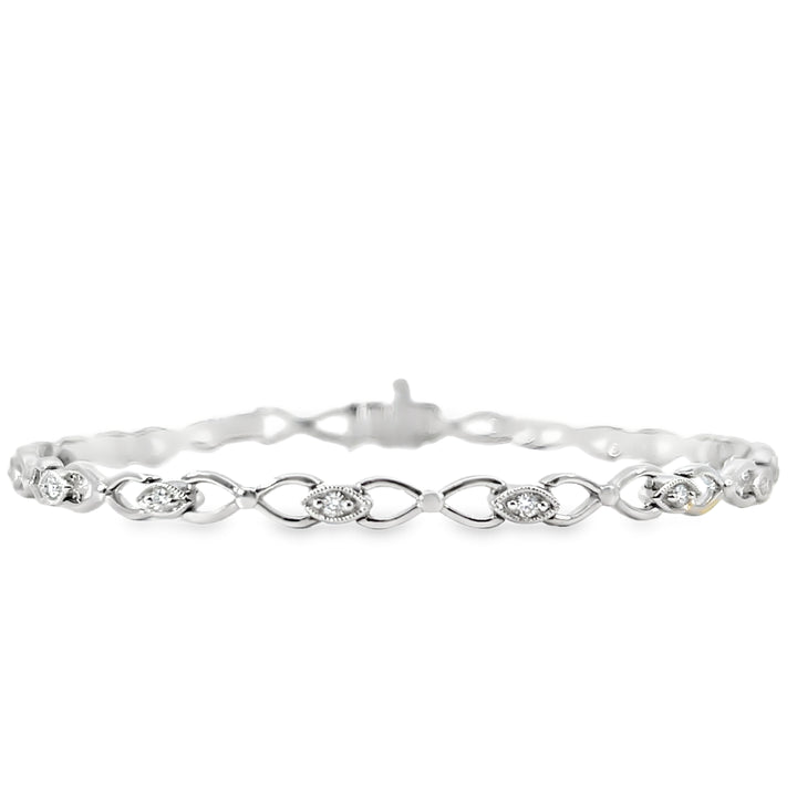 Sterling Silver Fancy Link .11ct Total Diamond Bracelet