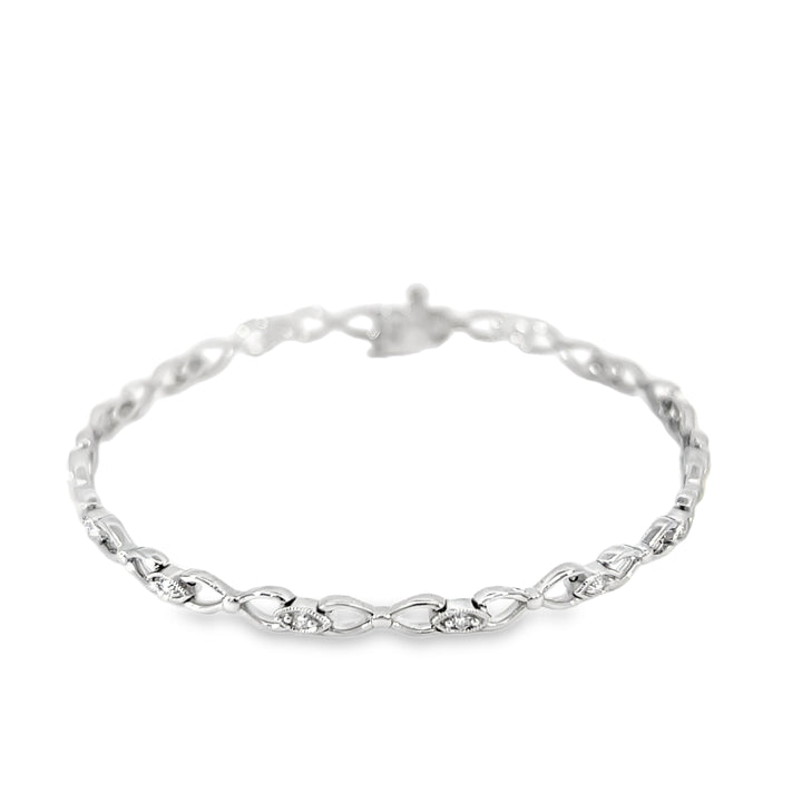 Sterling Silver Fancy Link .11ct Total Diamond Bracelet