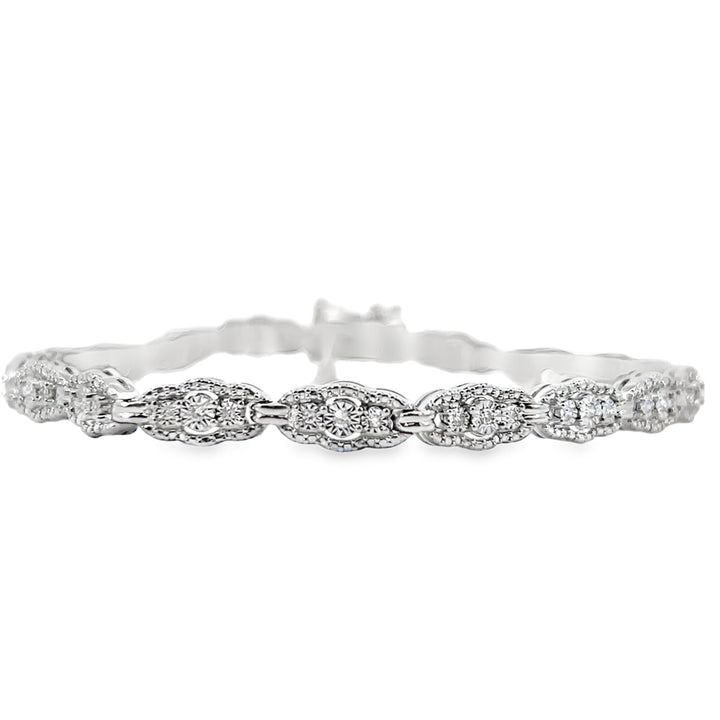 Sterling Silver Fancy Link .25ct Total Diamond Bracelet