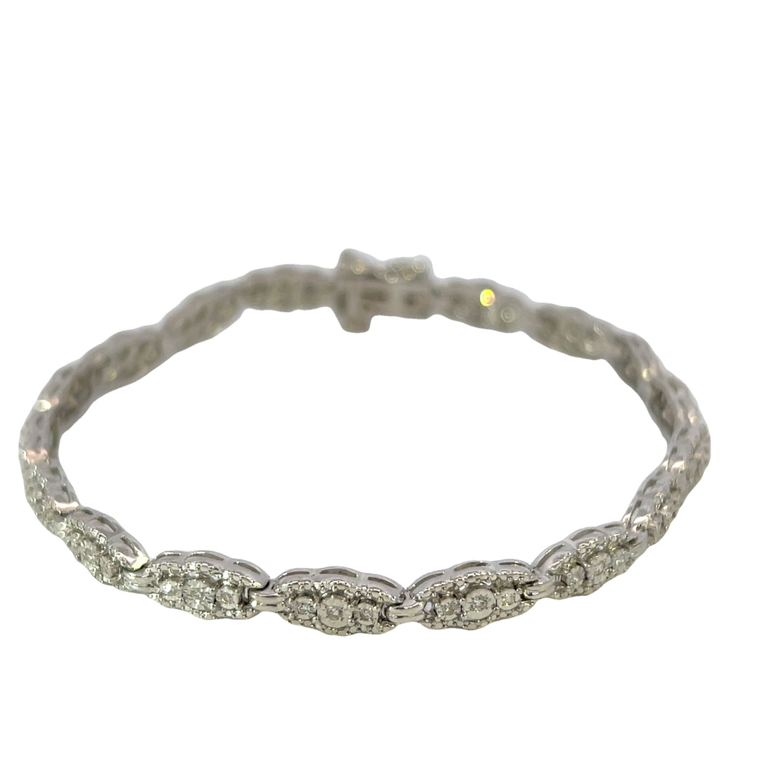 Sterling Silver Fancy Link .25ct Total Diamond Bracelet