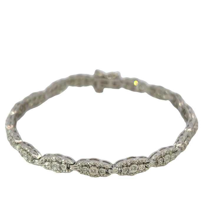 Sterling Silver Fancy Link .25ct Total Diamond Bracelet