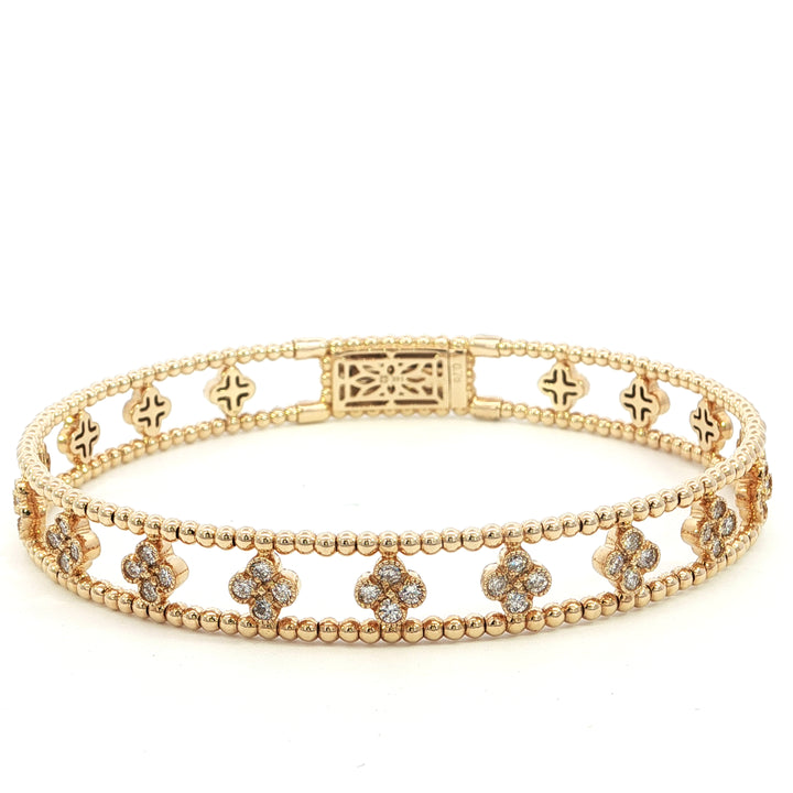 14k Yellow Gold Bangle .78ct Total Diamond Bracelet