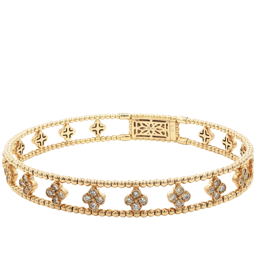 14k Yellow Gold Bangle .78ct Total Diamond Bracelet