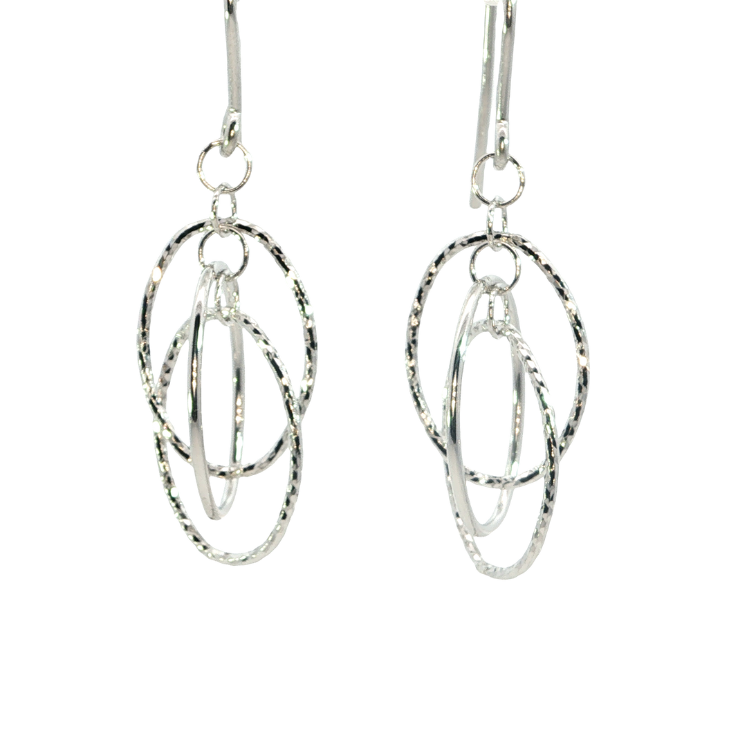Drop Oval Dangle earrings in Sterling Silver