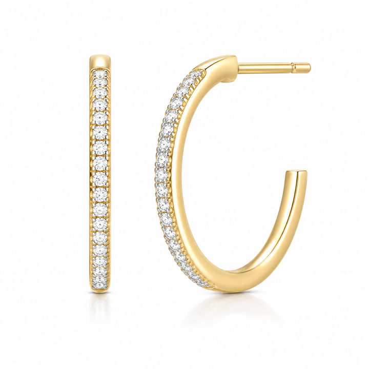 Hoop Sterling & 14k Yellow Gold Plated Lab Grown Diamond Earrings