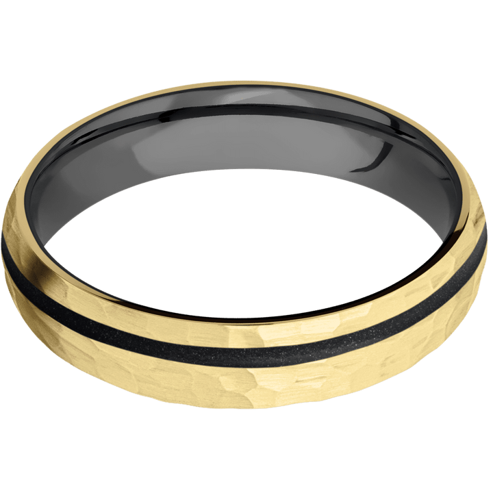 10K Yellow Gold + Hammer , Hammer Finish + Zirconium