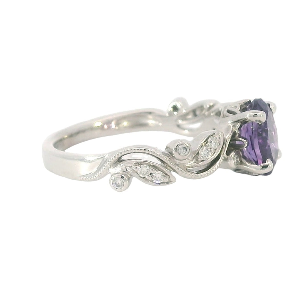 Oval Amethyst Diamond, 14k White Gold