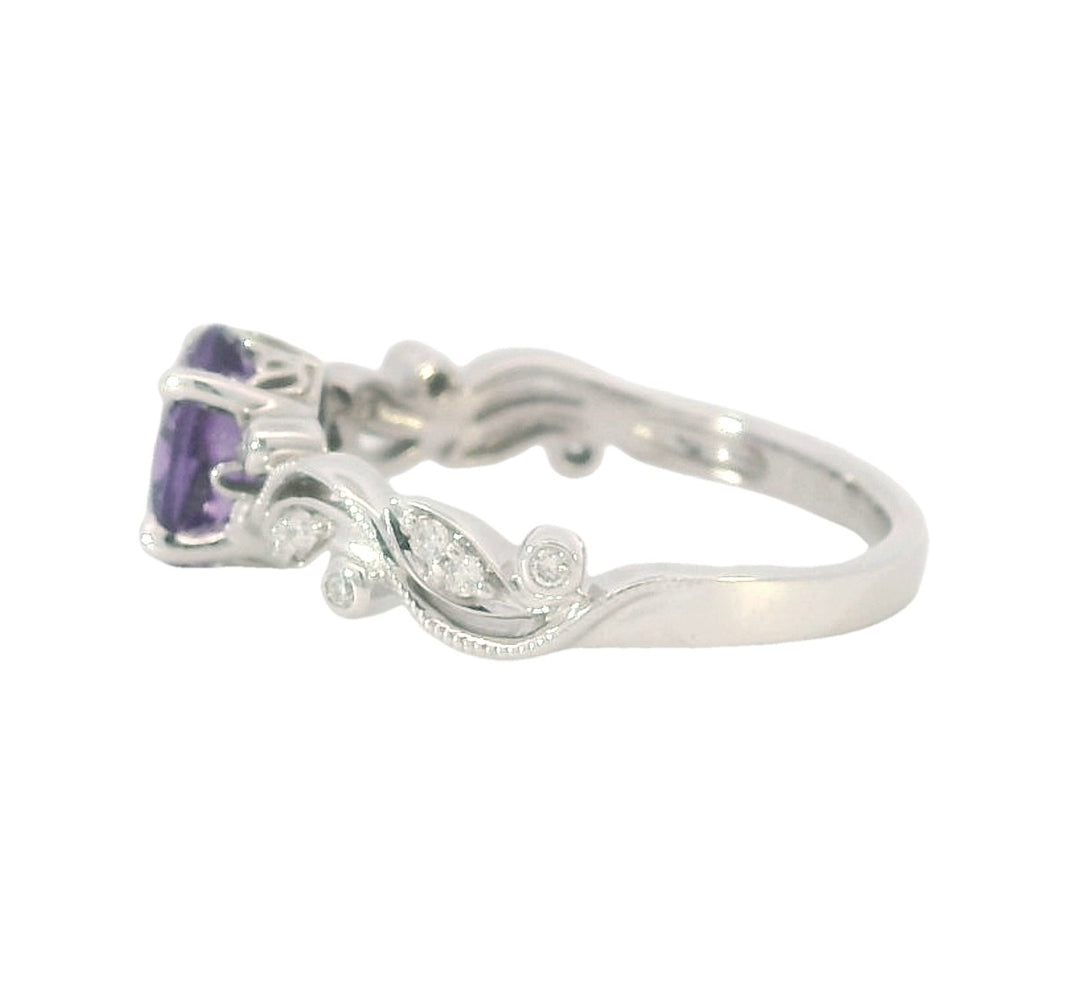 Oval Amethyst Diamond, 14k White Gold