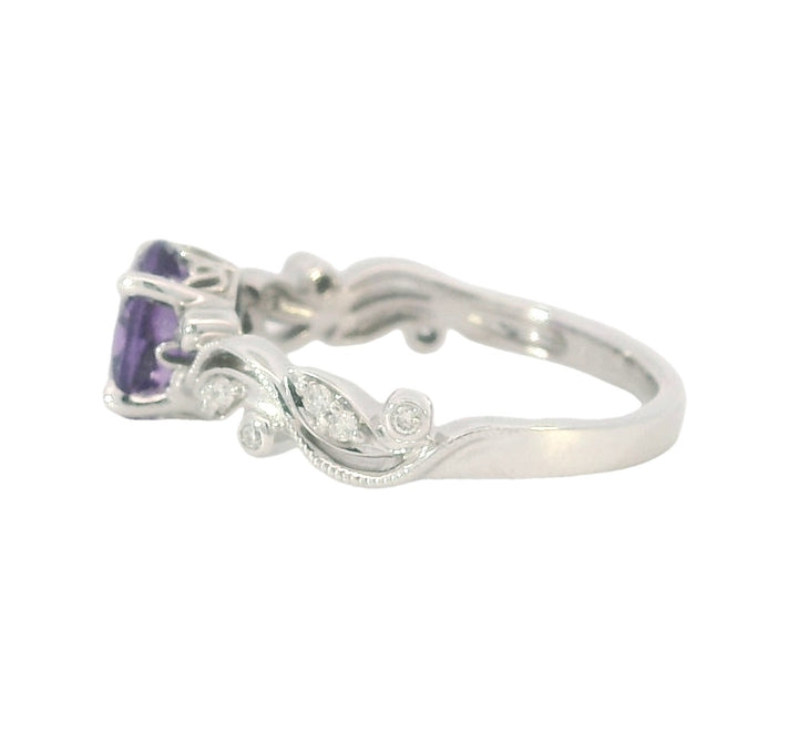 Oval Amethyst Diamond, 14k White Gold