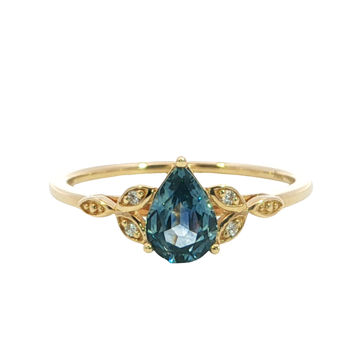 14k Yellow Gold Pear Sapphire Ring