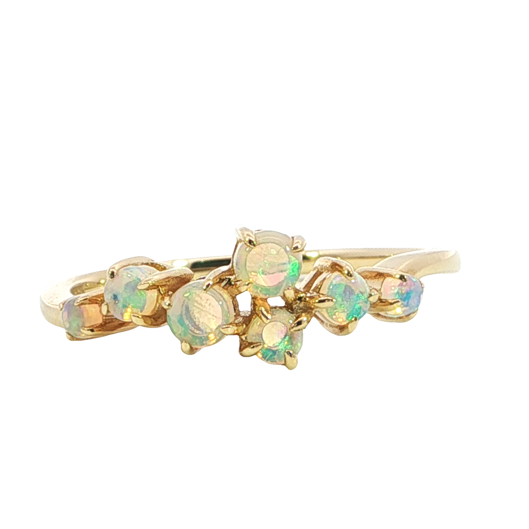 14k Yellow Gold Round Opal Ring