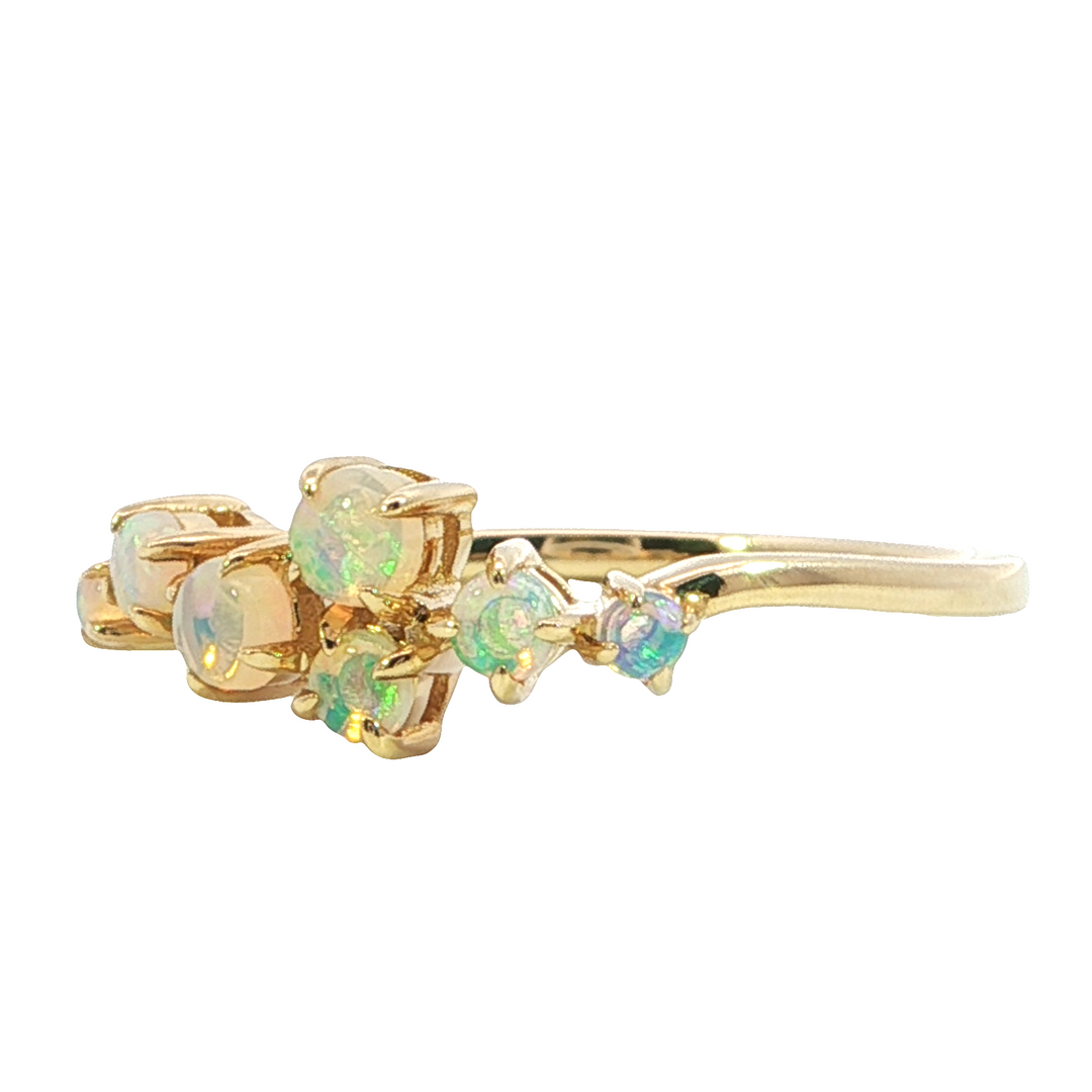 14k Yellow Gold Round Opal Ring