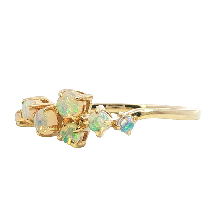14k Yellow Gold Round Opal Ring