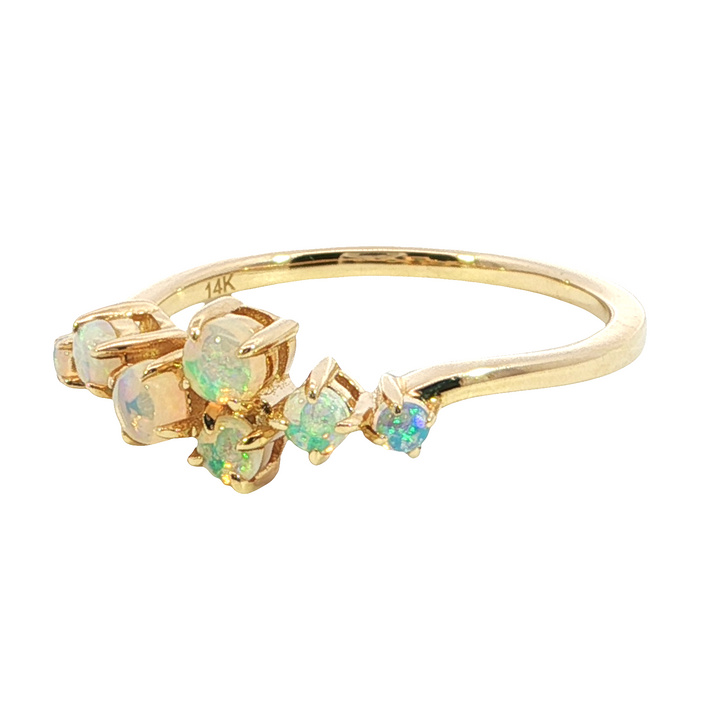 14k Yellow Gold Round Opal Ring