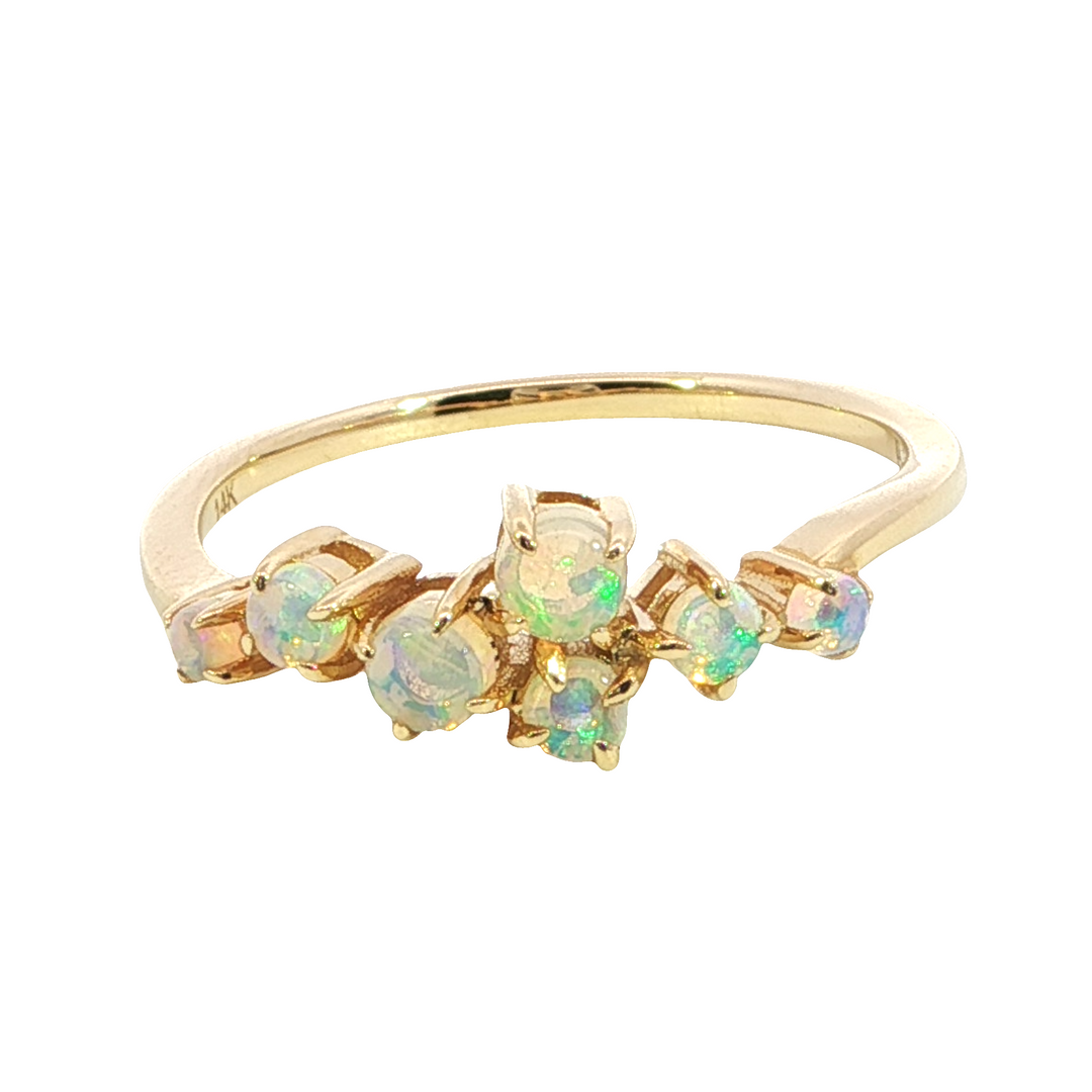 14k Yellow Gold Round Opal Ring