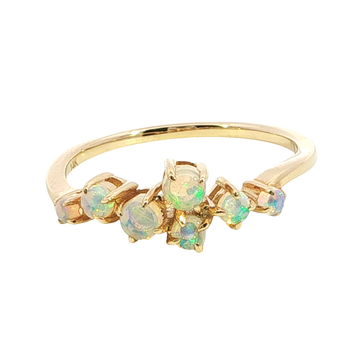 14k Yellow Gold Round Opal Ring