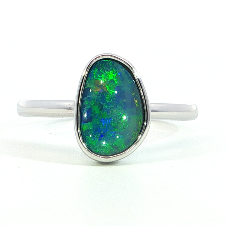 14k White Gold Freeform Opal Free Form Ring