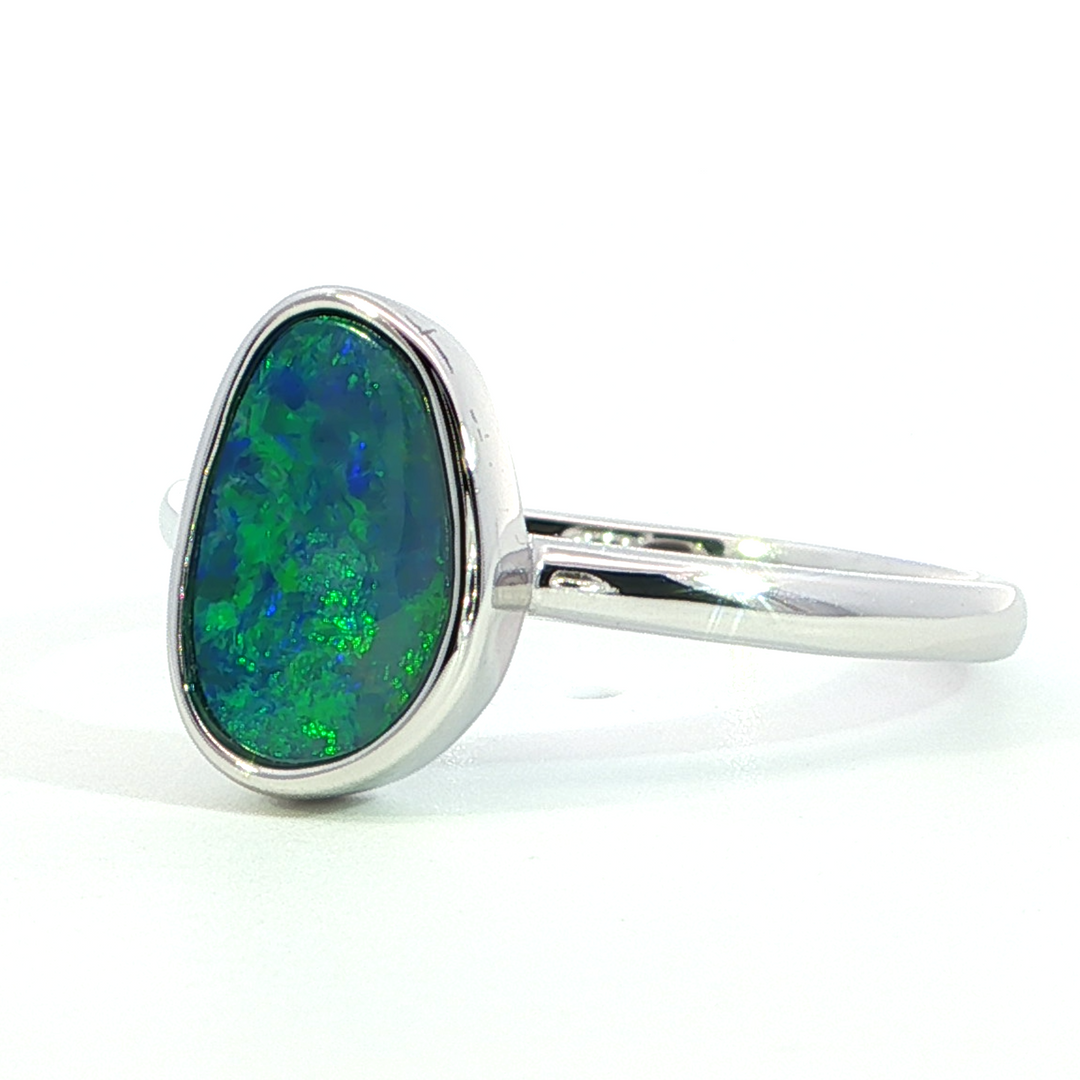 14k White Gold Freeform Opal Free Form Ring