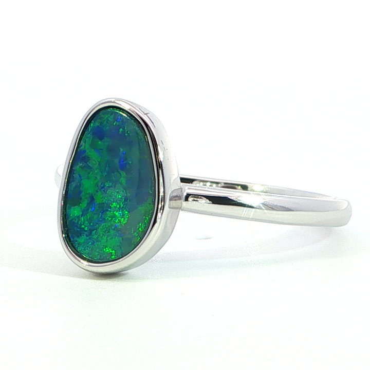 14k White Gold Freeform Opal Free Form Ring