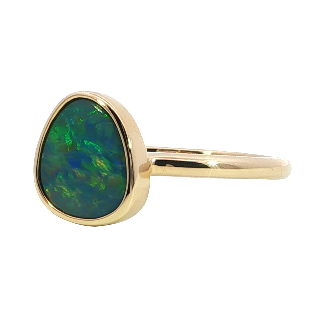 14k Yellow Gold Freeform Opal Free Form Ring