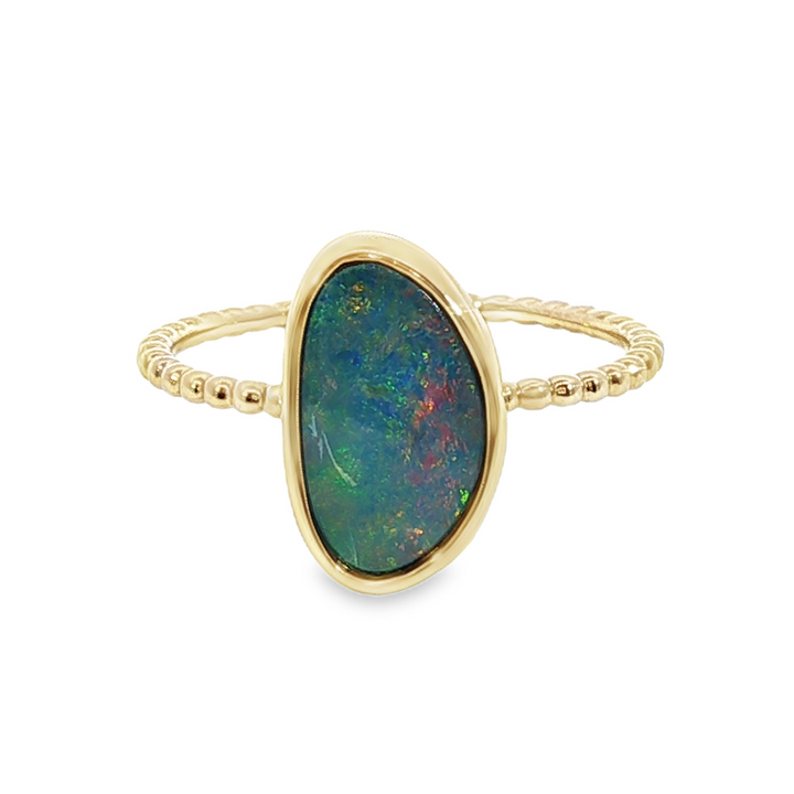 14k Yellow Gold Freeform Opal Ring