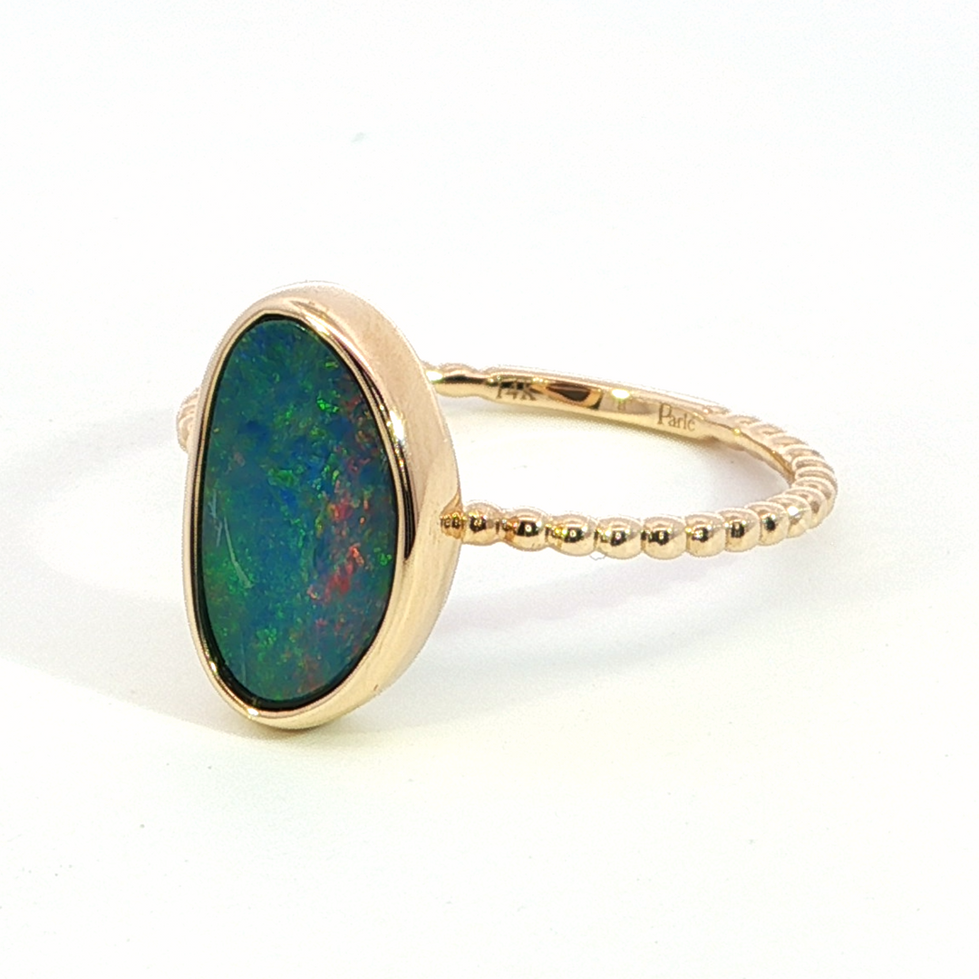 14k Yellow Gold Freeform Opal Ring
