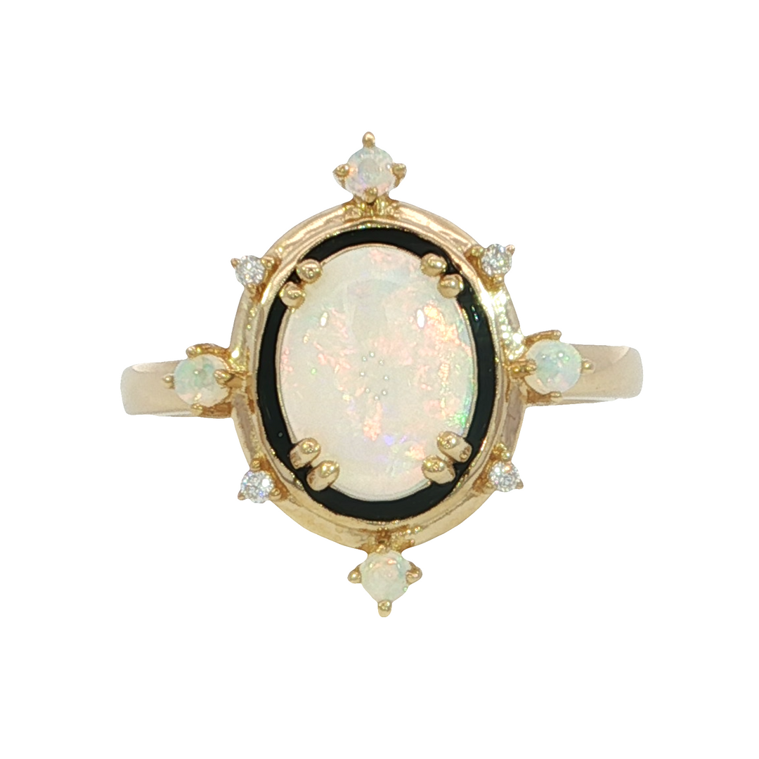 14k Yellow Gold Multi Shape Opal Ring