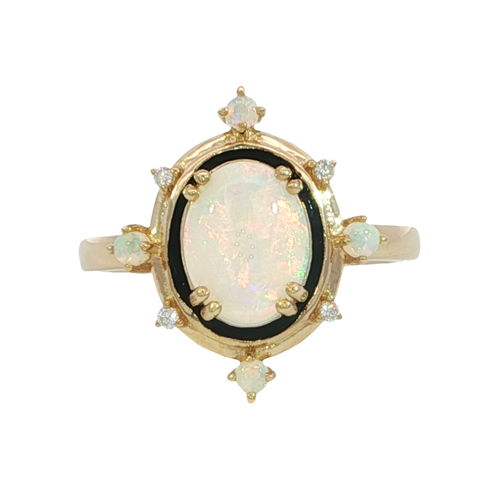 14k Yellow Gold Multi Shape Opal Ring