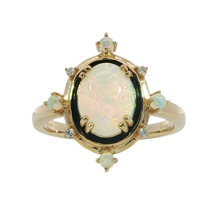 14k Yellow Gold Multi Shape Opal Ring