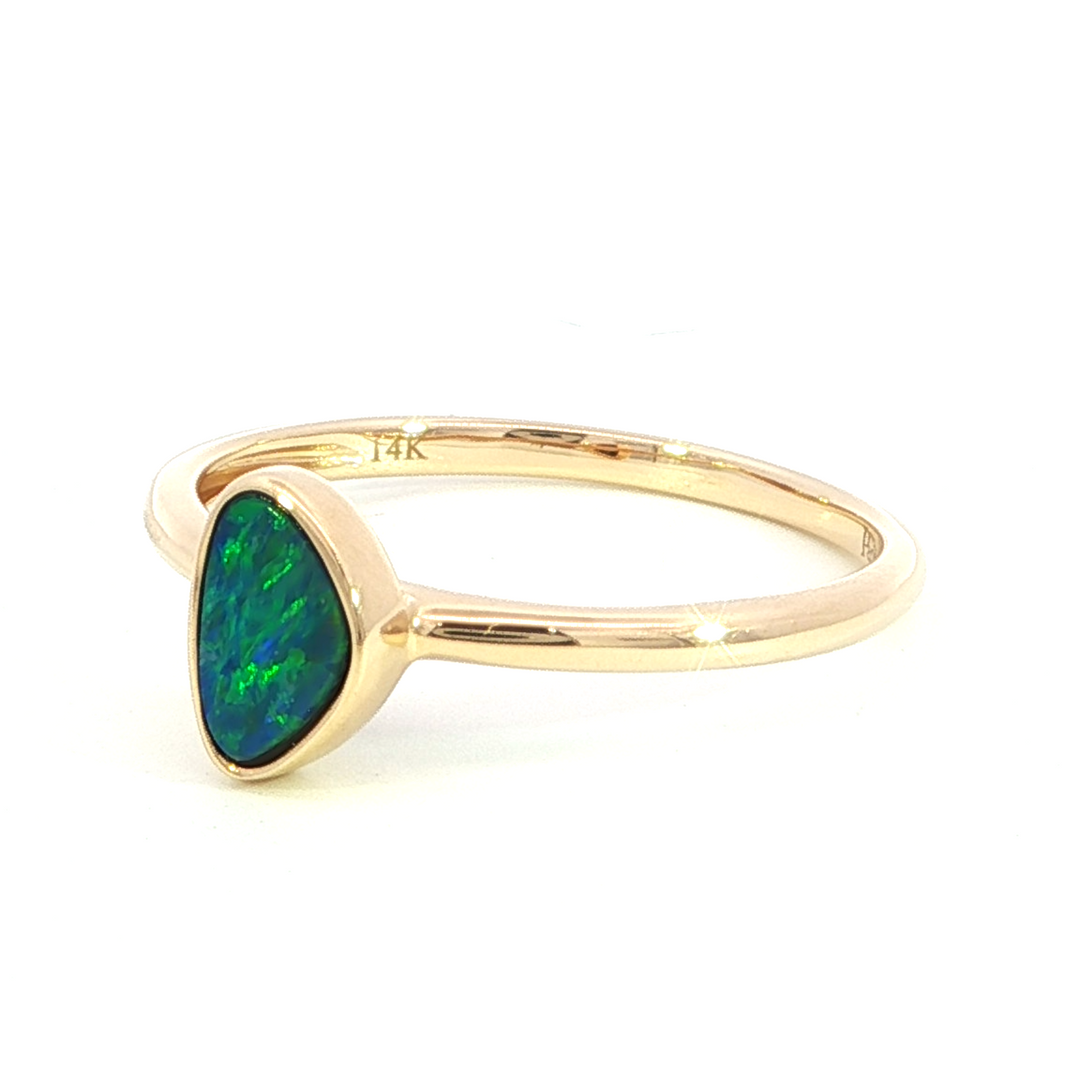 14k Yellow Gold Freeform Opal Free Form Ring