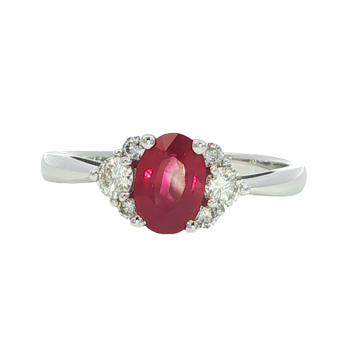 14k White Gold Oval Ruby Ring