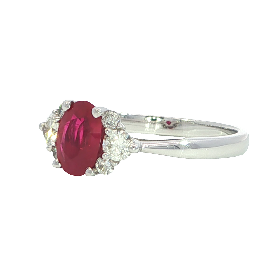 14k White Gold Oval Ruby Ring